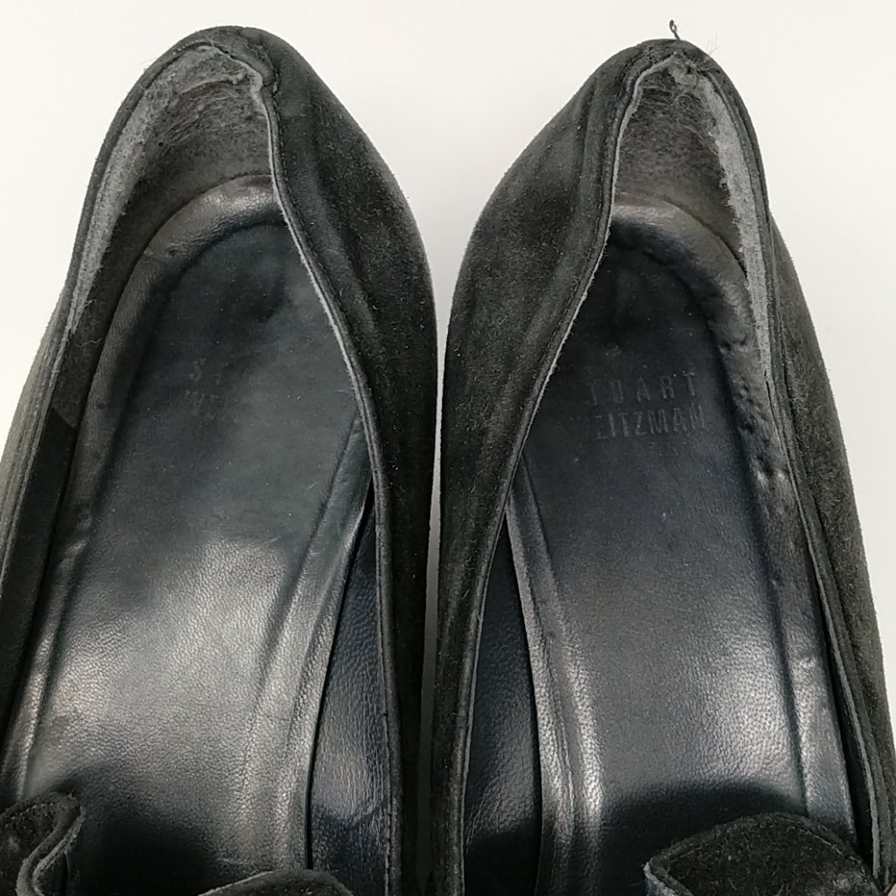 Stuart Weitzman Black Suede Wedge Loafers Size 9M - Picture 6 of 8